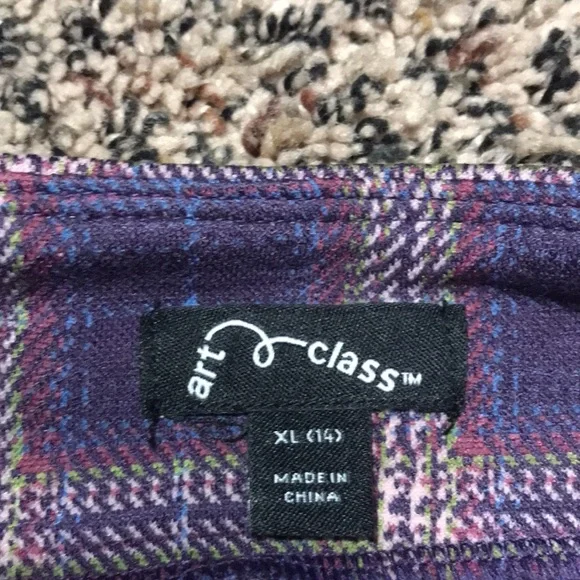 Art Class Vintage Girls Plum Purple Plaid Flared Pants Size XL (14) | NWT - Picture 5 of 7